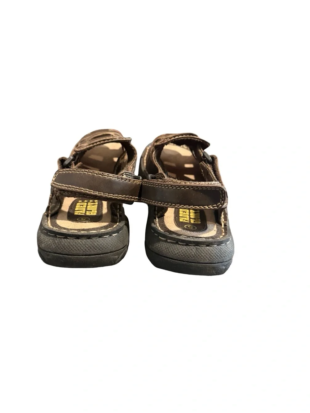 Vintage Faded Glory Kids Brown Leather Fisherman-Style Sandals
